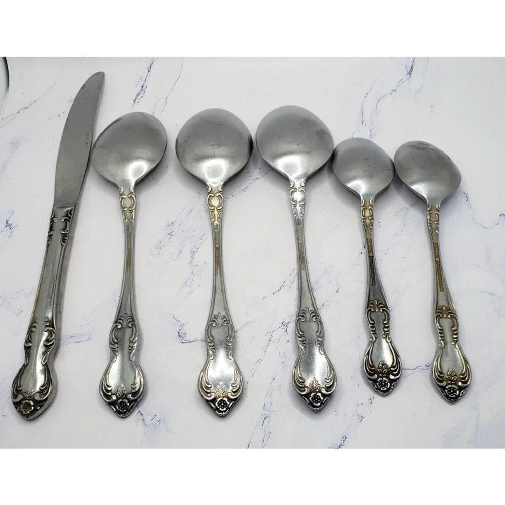 6 Pieces of Flatware Spoons and Knife Valhalla Embassy Classic Stainless